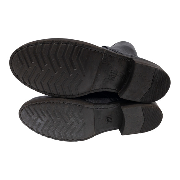 Frye Black Veronica Leather Lace Up Heeled Combat Boots 6.5 - Picture 8 of 12